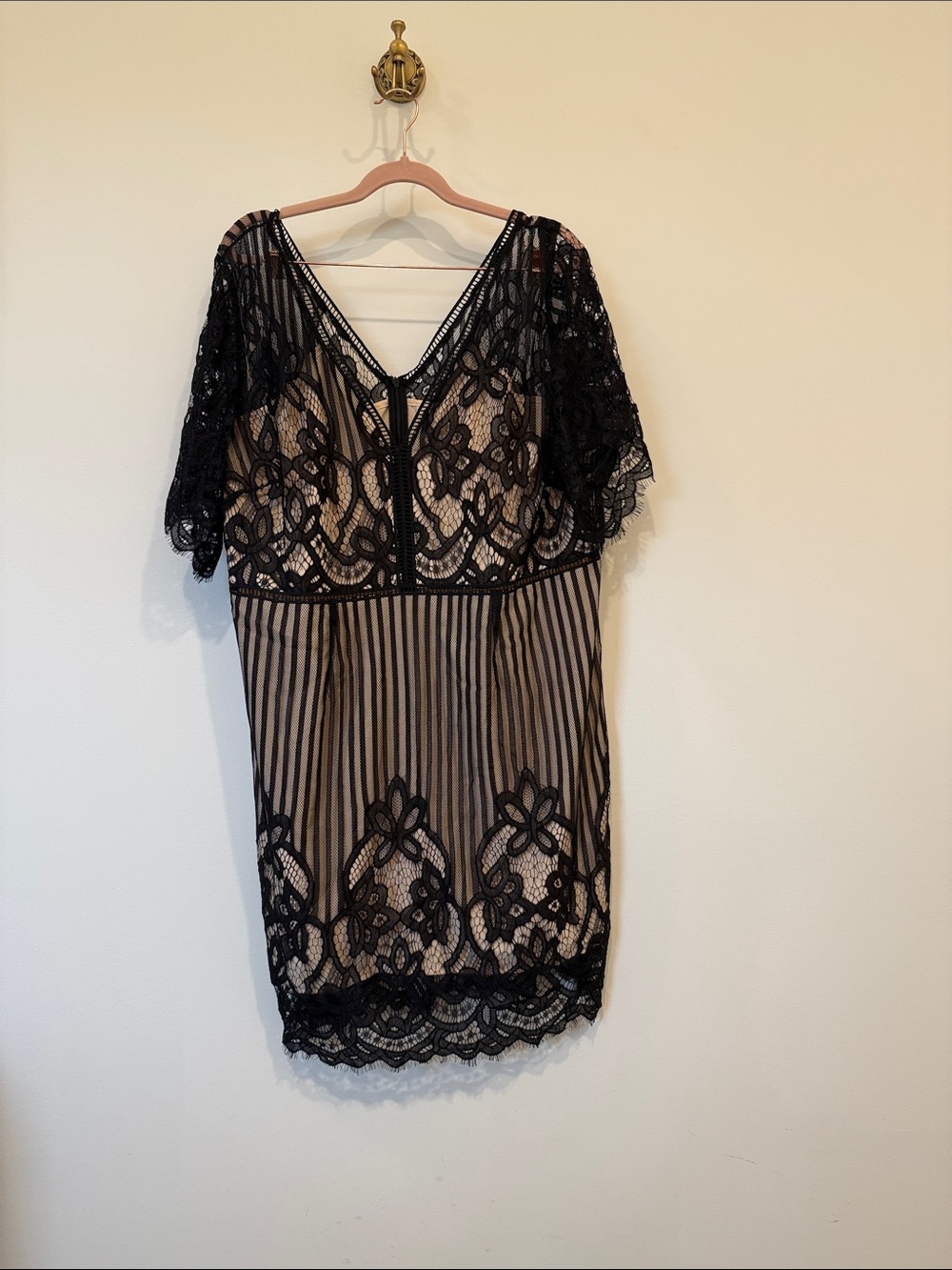 Black Lace Overlay Dress with Nude Lining- 1920s/Goth Vibes 🖤